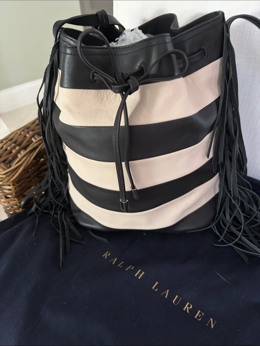 Ralph Lauren Black Suede Wristlet with Silver Hardware